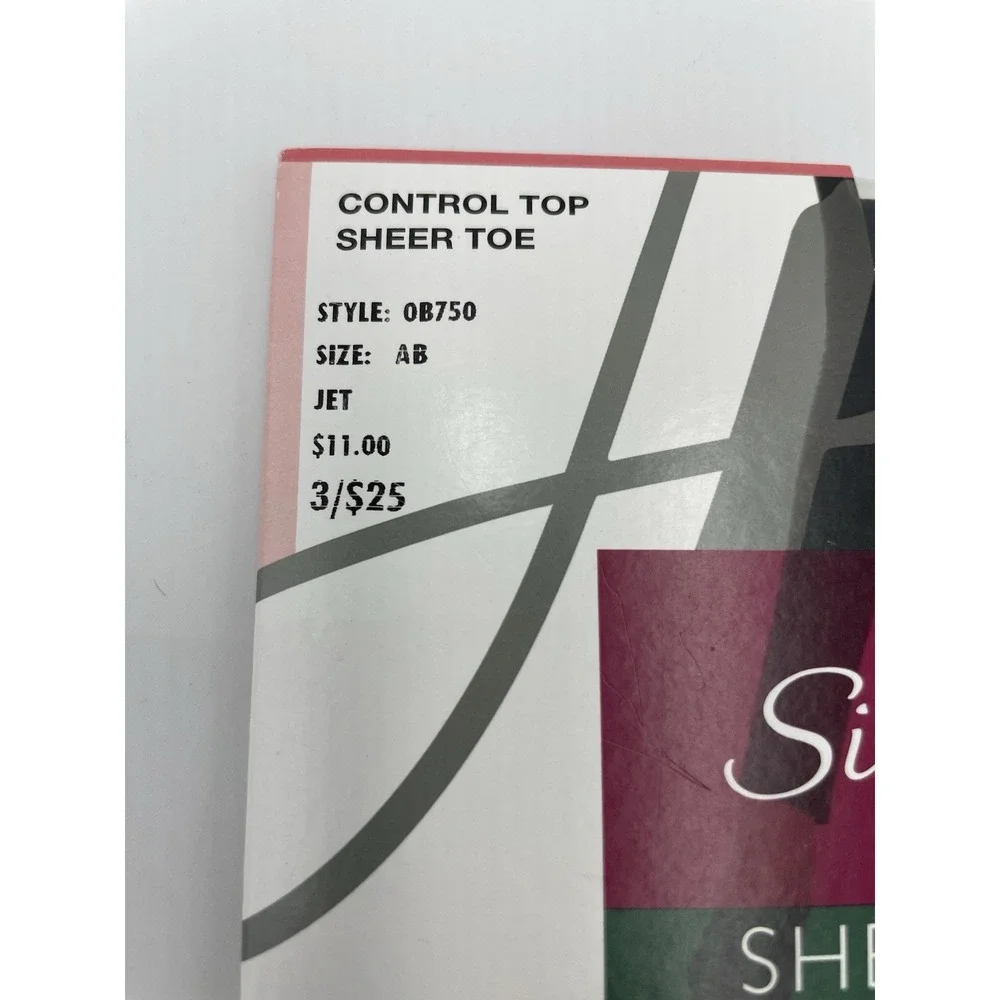 Hanes Silk Reflections Sheerest Support Control Top Sheer‎ Toe Jet Blk  Size AB